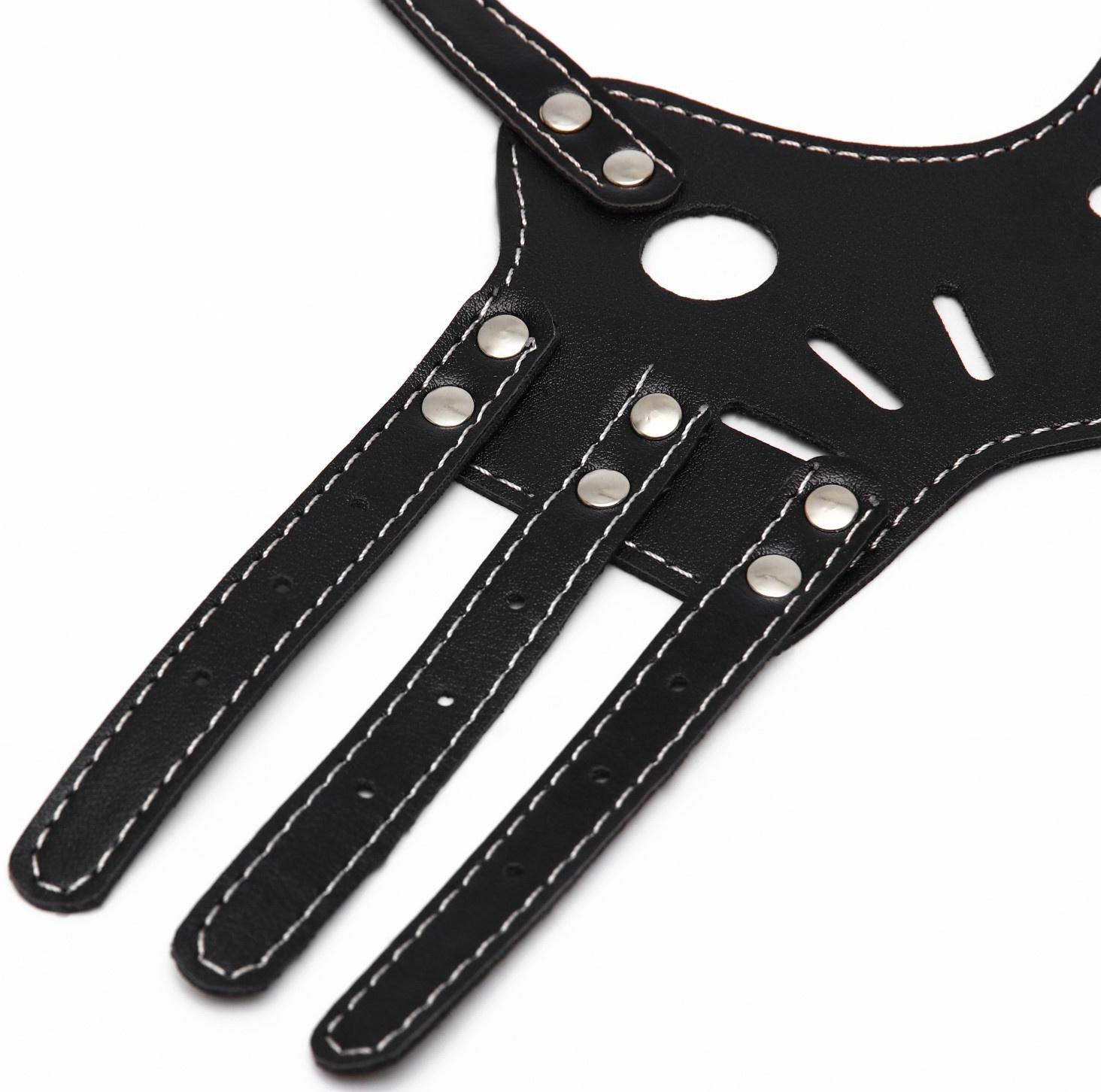 Намордник из прессованной кожи регулируемый, 3 (длина по носу 6,8 см, обхват морды 21-28 см), чёрный