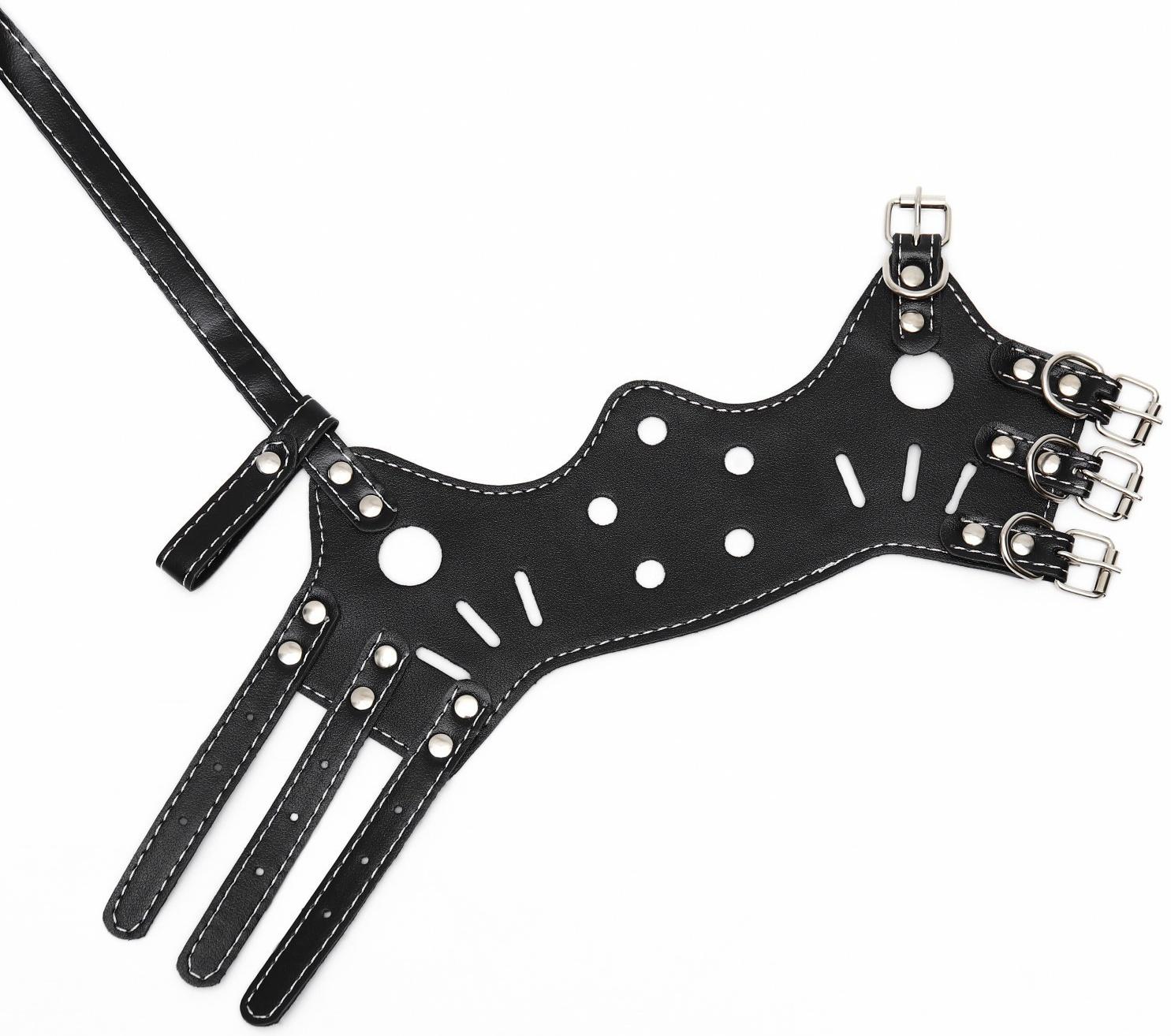 Намордник из прессованной кожи регулируемый, 3 (длина по носу 6,8 см, обхват морды 21-28 см), чёрный