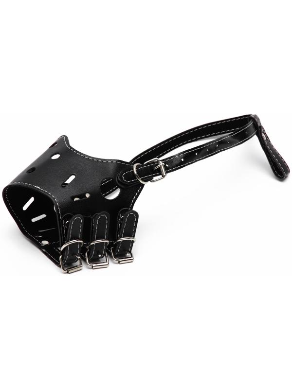 Намордник из прессованной кожи регулируемый, 3 (длина по носу 6,8 см, обхват морды 21-28 см), чёрный