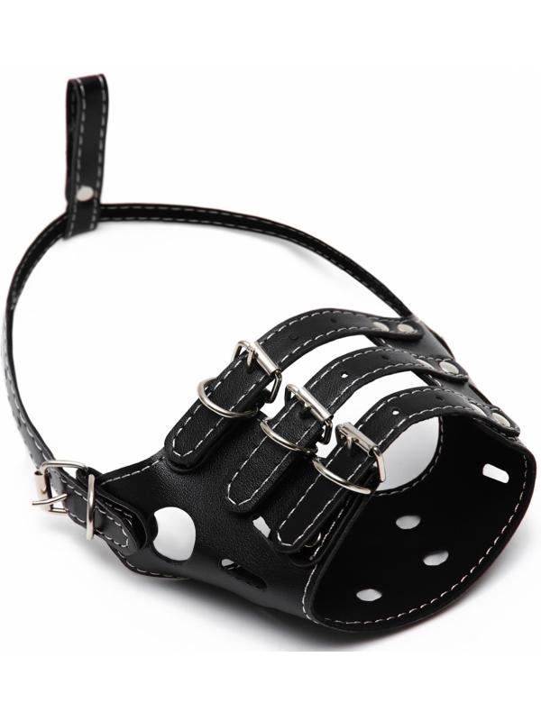 Намордник из прессованной кожи регулируемый, 3 (длина по носу 6,8 см, обхват морды 21-28 см), чёрный