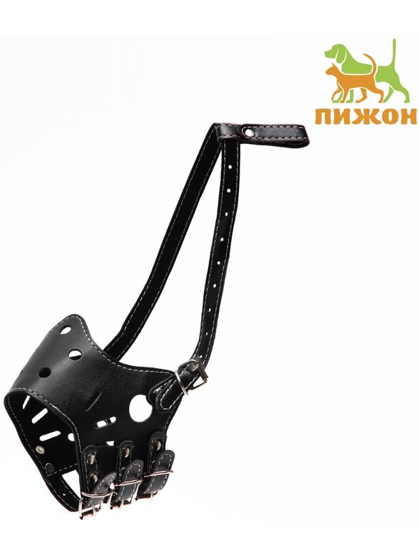 Намордник из прессованной кожи регулируемый, 3 (длина по носу 6,8 см, обхват морды 21-28 см), чёрный