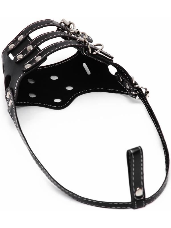 Намордник из прессованной кожи регулируемый, 3 (длина по носу 6,8 см, обхват морды 21-28 см), чёрный