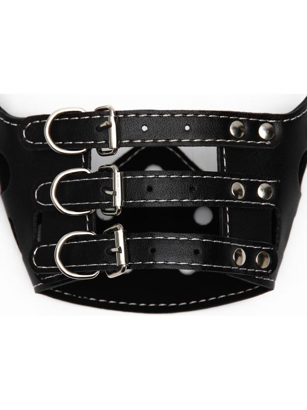 Намордник из прессованной кожи регулируемый, 3 (длина по носу 6,8 см, обхват морды 21-28 см), чёрный