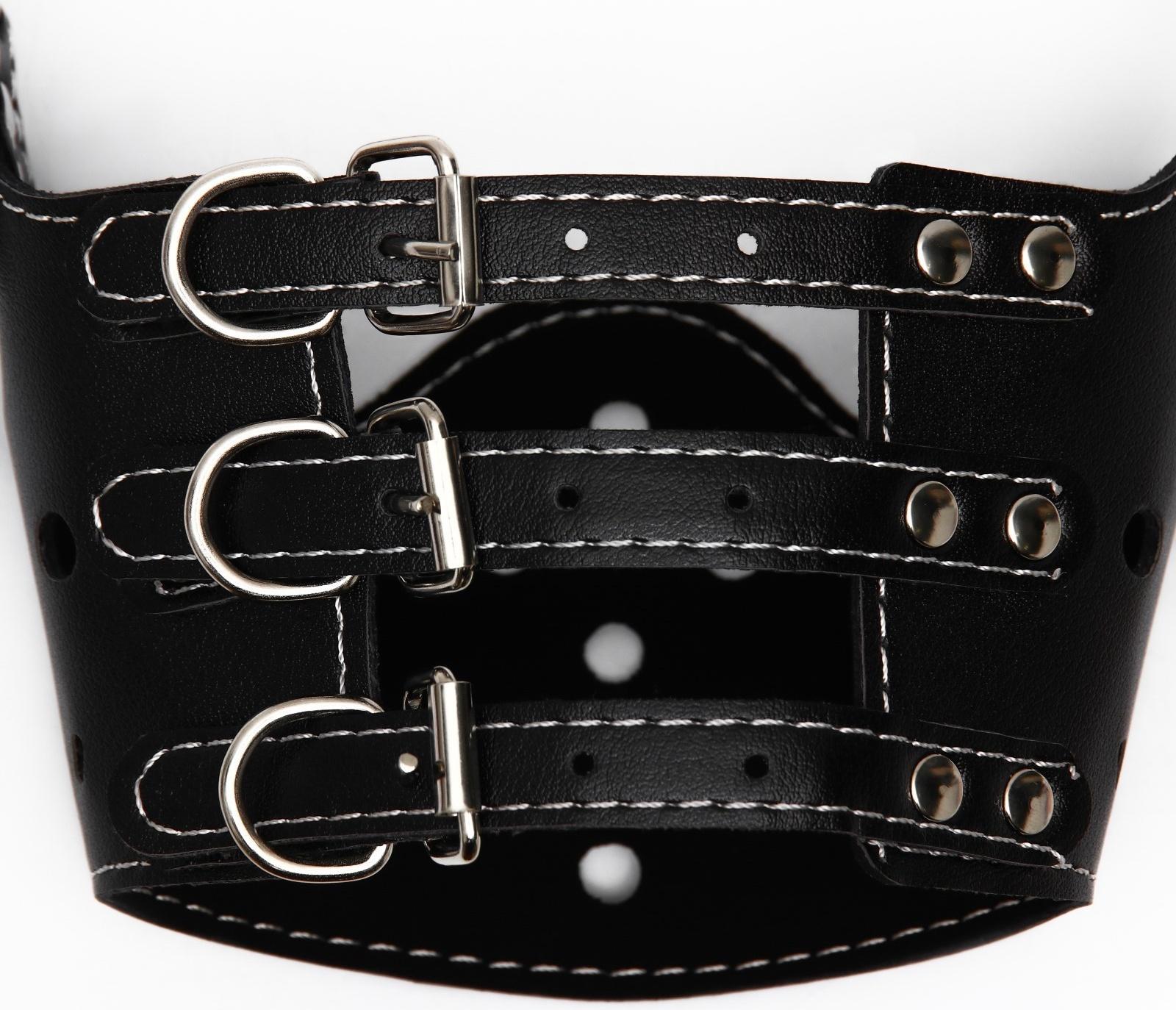 Намордник из прессованной кожи регулируемый, 4 (длина по носу 8,8 см, обхват морды 29-35 см), чёрный