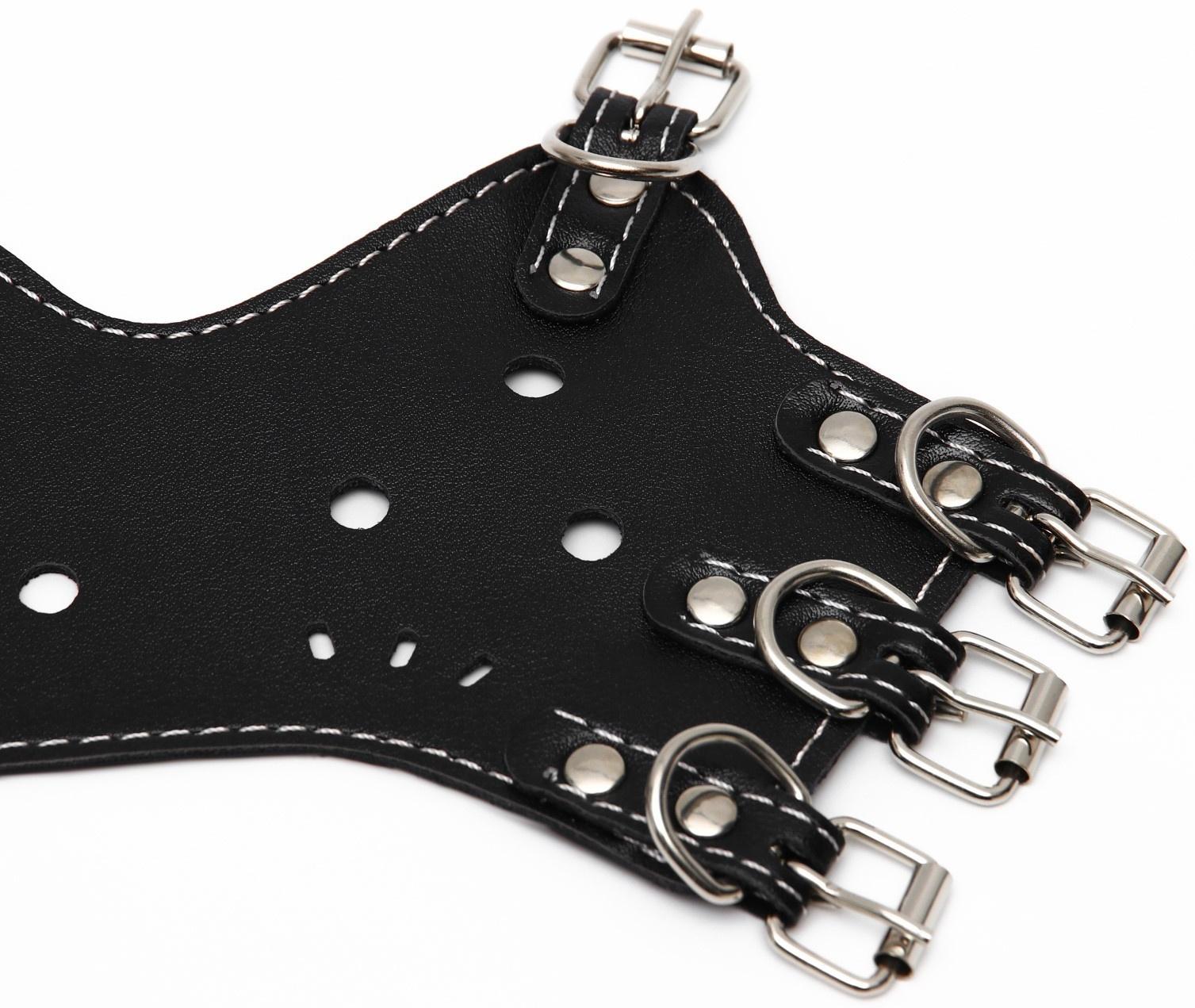 Намордник из прессованной кожи регулируемый, 4 (длина по носу 8,8 см, обхват морды 29-35 см), чёрный