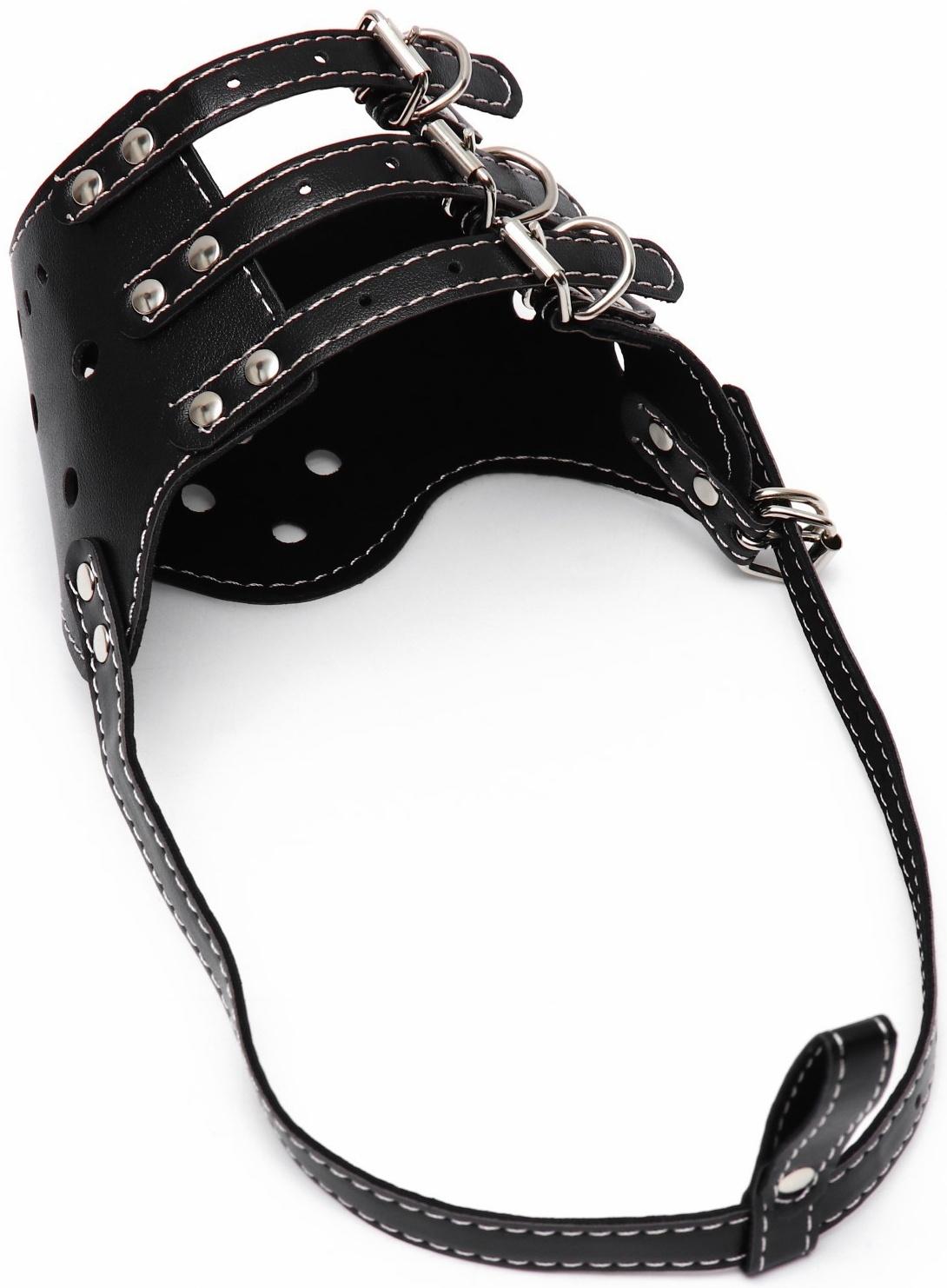 Намордник из прессованной кожи регулируемый, 4 (длина по носу 8,8 см, обхват морды 29-35 см), чёрный