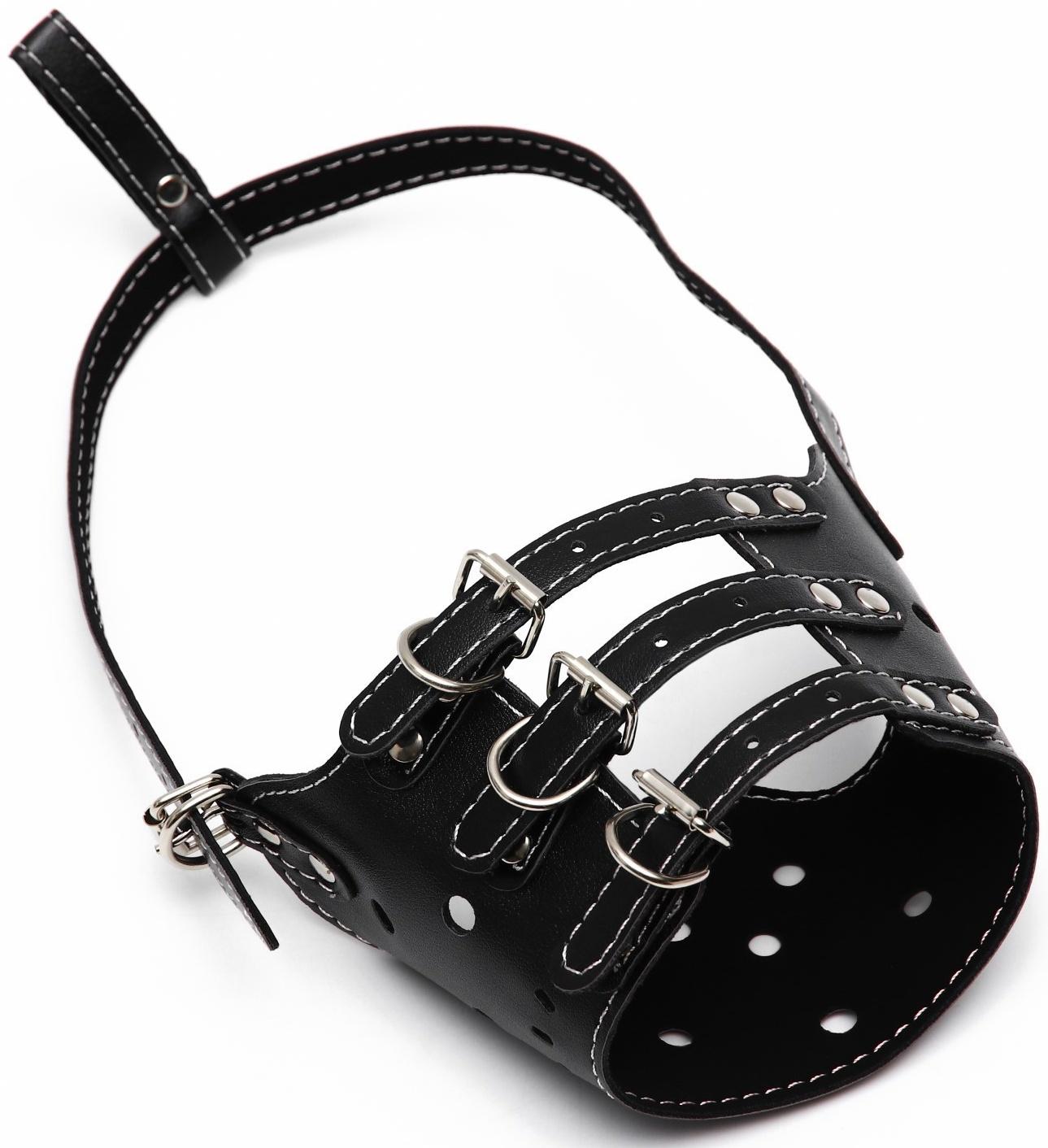 Намордник из прессованной кожи регулируемый, 4 (длина по носу 8,8 см, обхват морды 29-35 см), чёрный