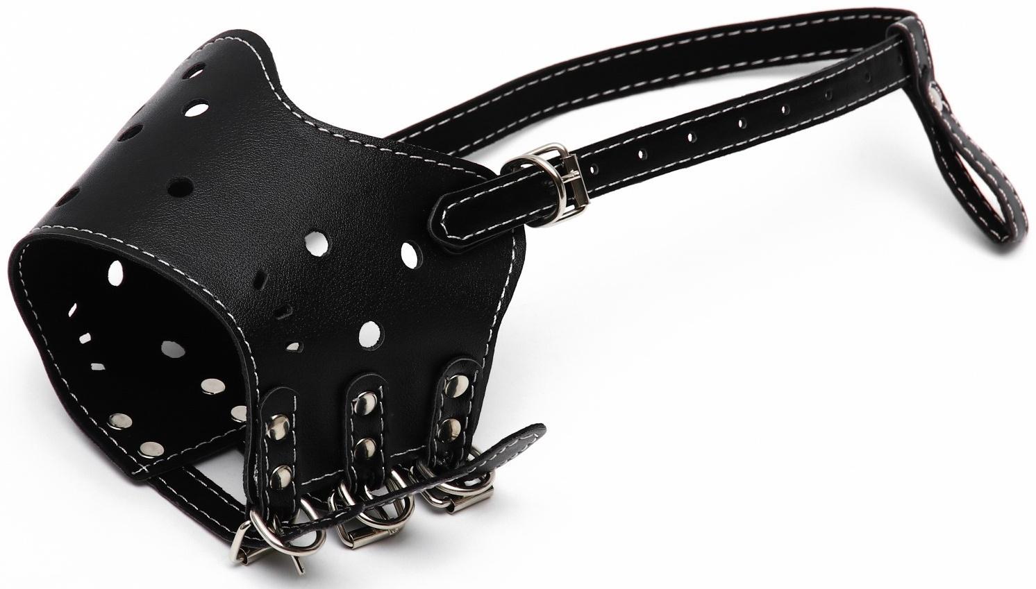 Намордник из прессованной кожи регулируемый, 4 (длина по носу 8,8 см, обхват морды 29-35 см), чёрный