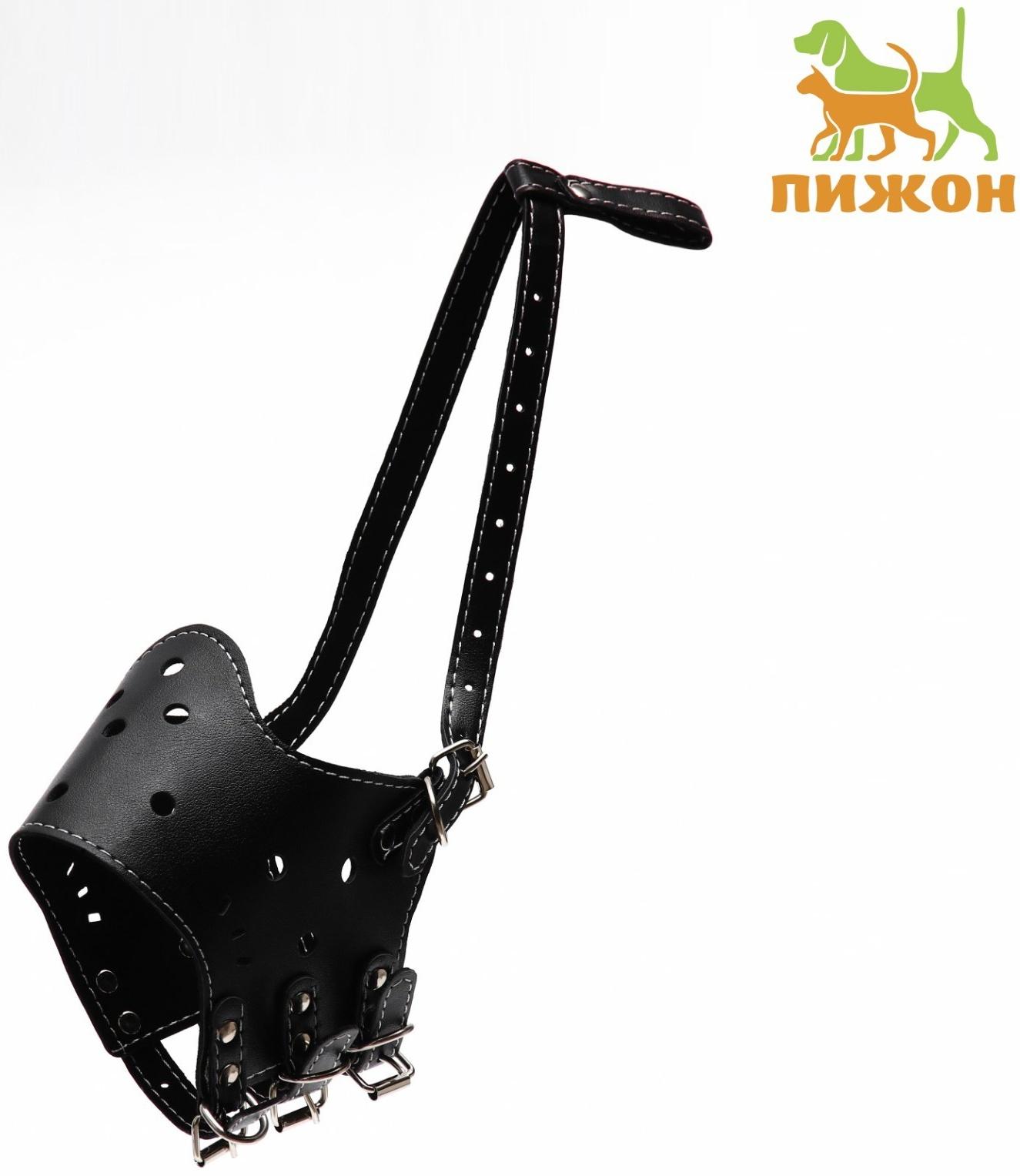 Намордник из прессованной кожи регулируемый, 4 (длина по носу 8,8 см, обхват морды 29-35 см), чёрный