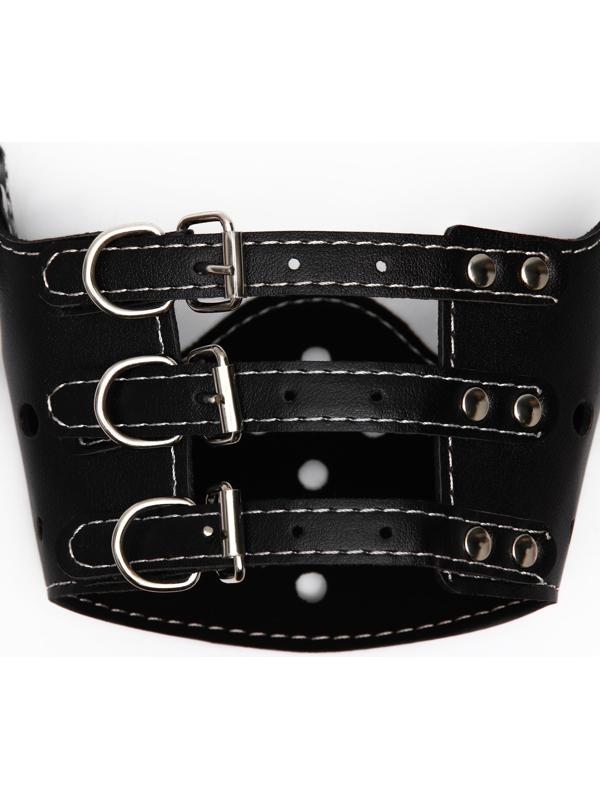 Намордник из прессованной кожи регулируемый, 4 (длина по носу 8,8 см, обхват морды 29-35 см), чёрный