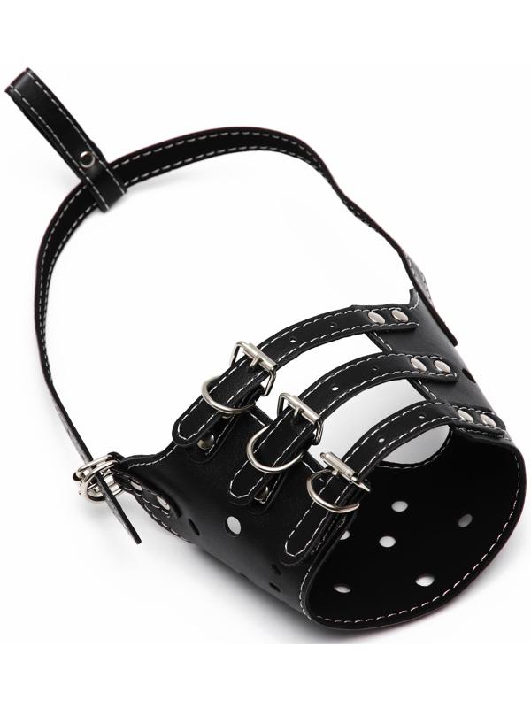 Намордник из прессованной кожи регулируемый, 4 (длина по носу 8,8 см, обхват морды 29-35 см), чёрный