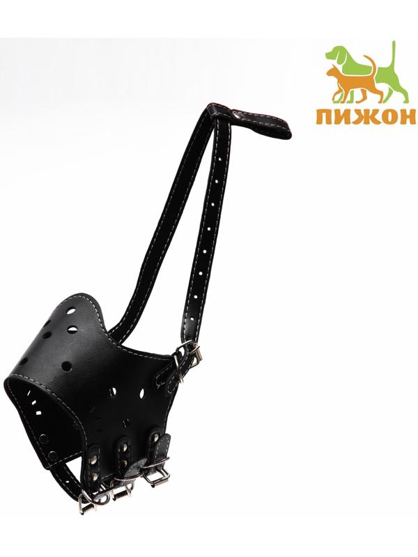 Намордник из прессованной кожи регулируемый, 4 (длина по носу 8,8 см, обхват морды 29-35 см), чёрный