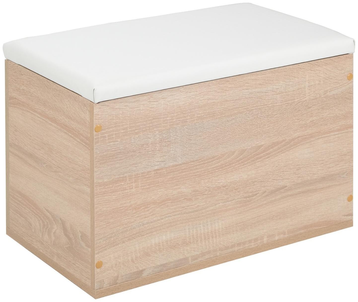 Пуф Герда, 600х355х432, Дуб сонома/Экокожа белая