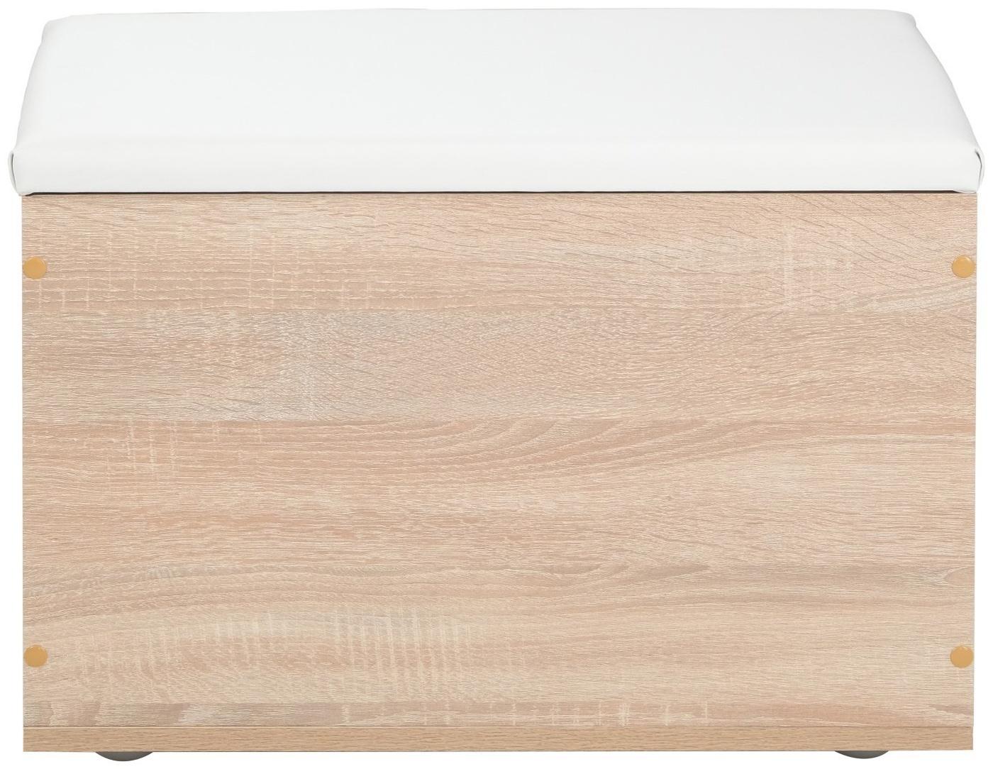 Пуф Герда, 600х355х432, Дуб сонома/Экокожа белая