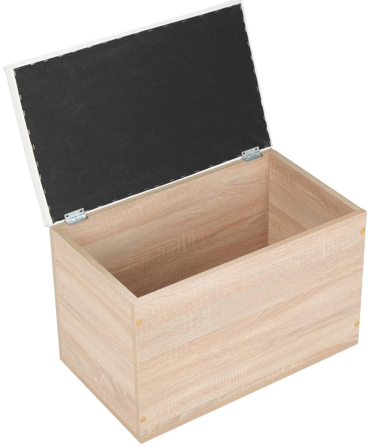 Пуф Герда, 600х355х432, Дуб сонома/Экокожа белая