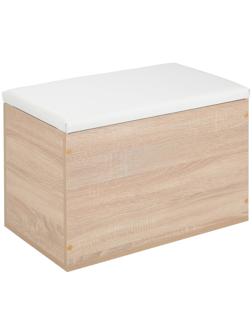 Пуф Герда, 600х355х432, Дуб сонома/Экокожа белая