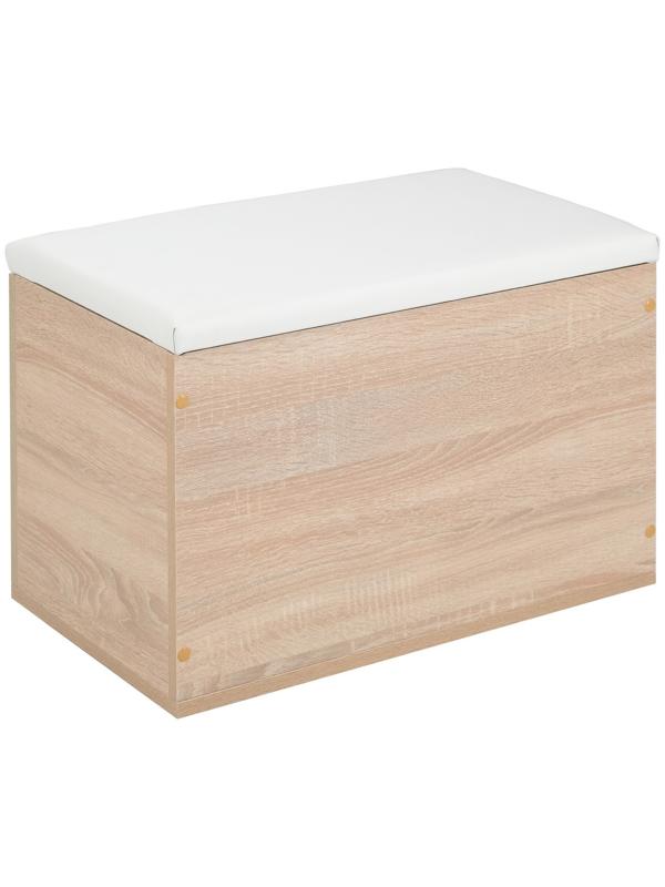 Пуф Герда, 600х355х432, Дуб сонома/Экокожа белая