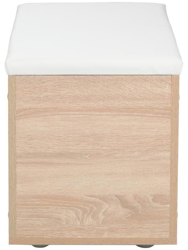 Пуф Герда, 600х355х432, Дуб сонома/Экокожа белая