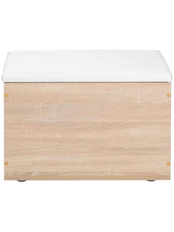 Пуф Герда, 600х355х432, Дуб сонома/Экокожа белая