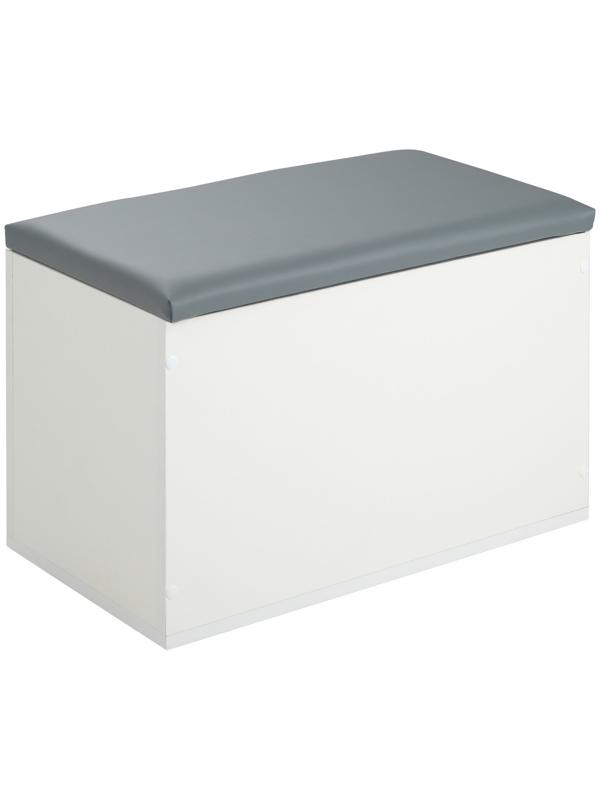 Пуф Герда, 600х355х432, Белый/Экокожа серая