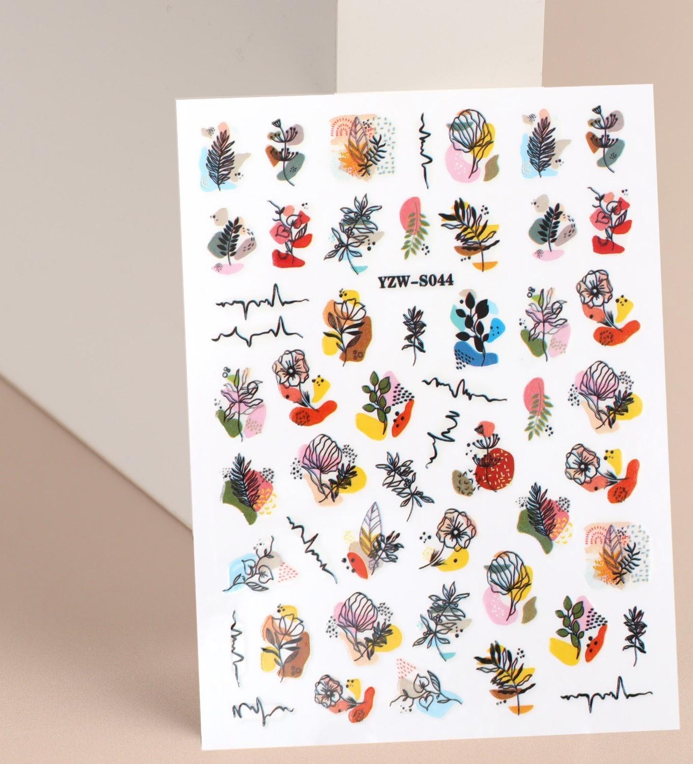 Наклейки для ногтей «Букет», разноцветные