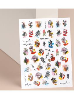 Наклейки для ногтей «Букет», разноцветные