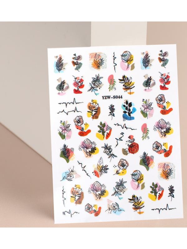 Наклейки для ногтей «Букет», разноцветные