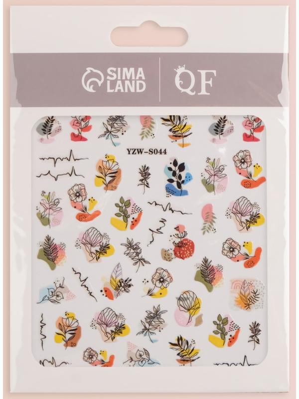 Наклейки для ногтей «Букет», разноцветные