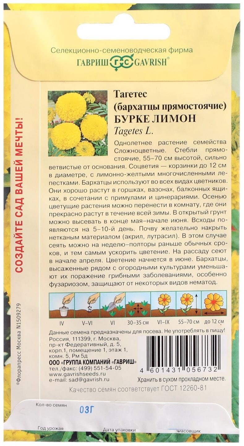 Семена цветов Бархатцы прямые (Тагетес) 