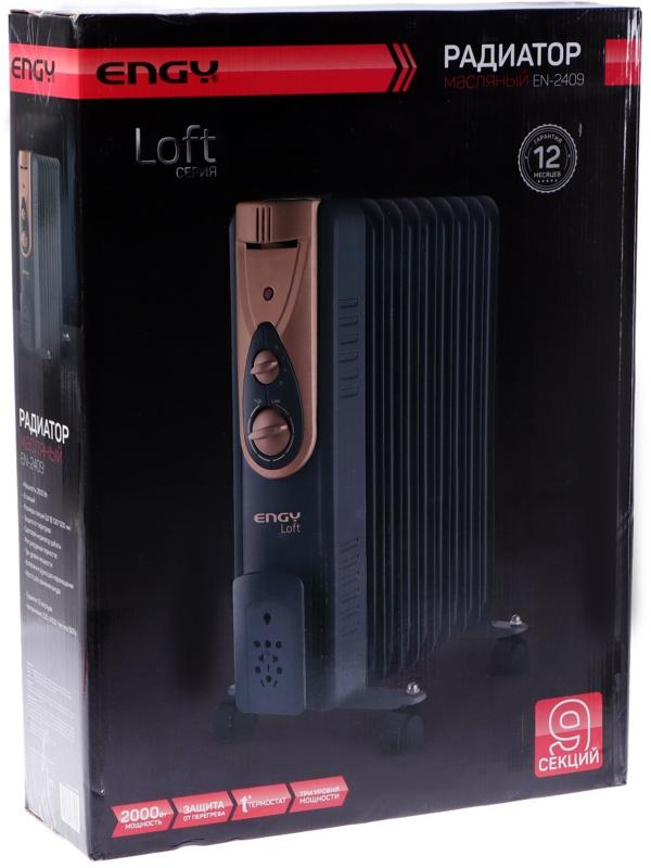 Обогреватель ENGY EN-2409 Loft, масляный, напольный, 2000 Вт, 20 м², черный