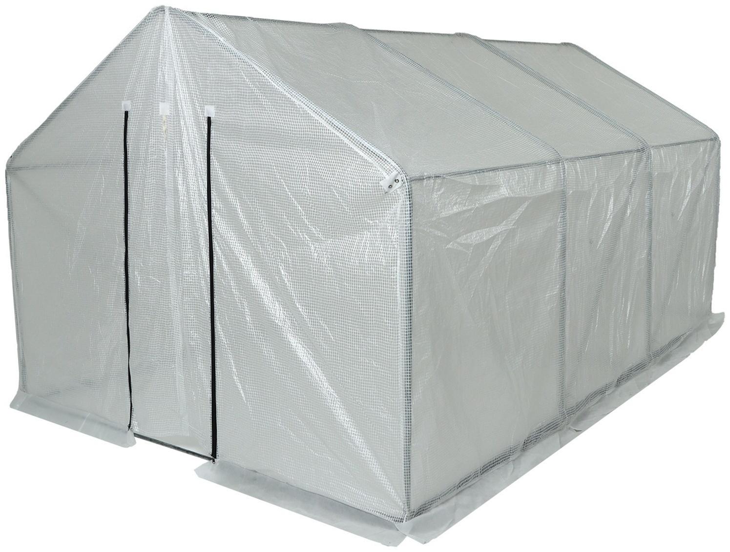 Теплица с оцинкованным каркасом, армированная плёнка, 3.7 × 2.45 × 2.1 м, с дверью и форточкой, профиль 25 × 25 мм