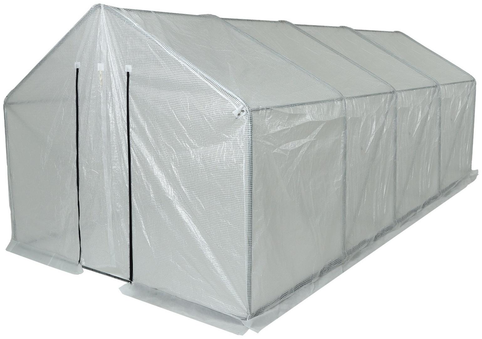 Теплица с оцинкованным каркасом, армированная плёнка, 4.9 × 2.45 × 2.1 м, с дверью и форточкой, профиль 25 × 25 мм