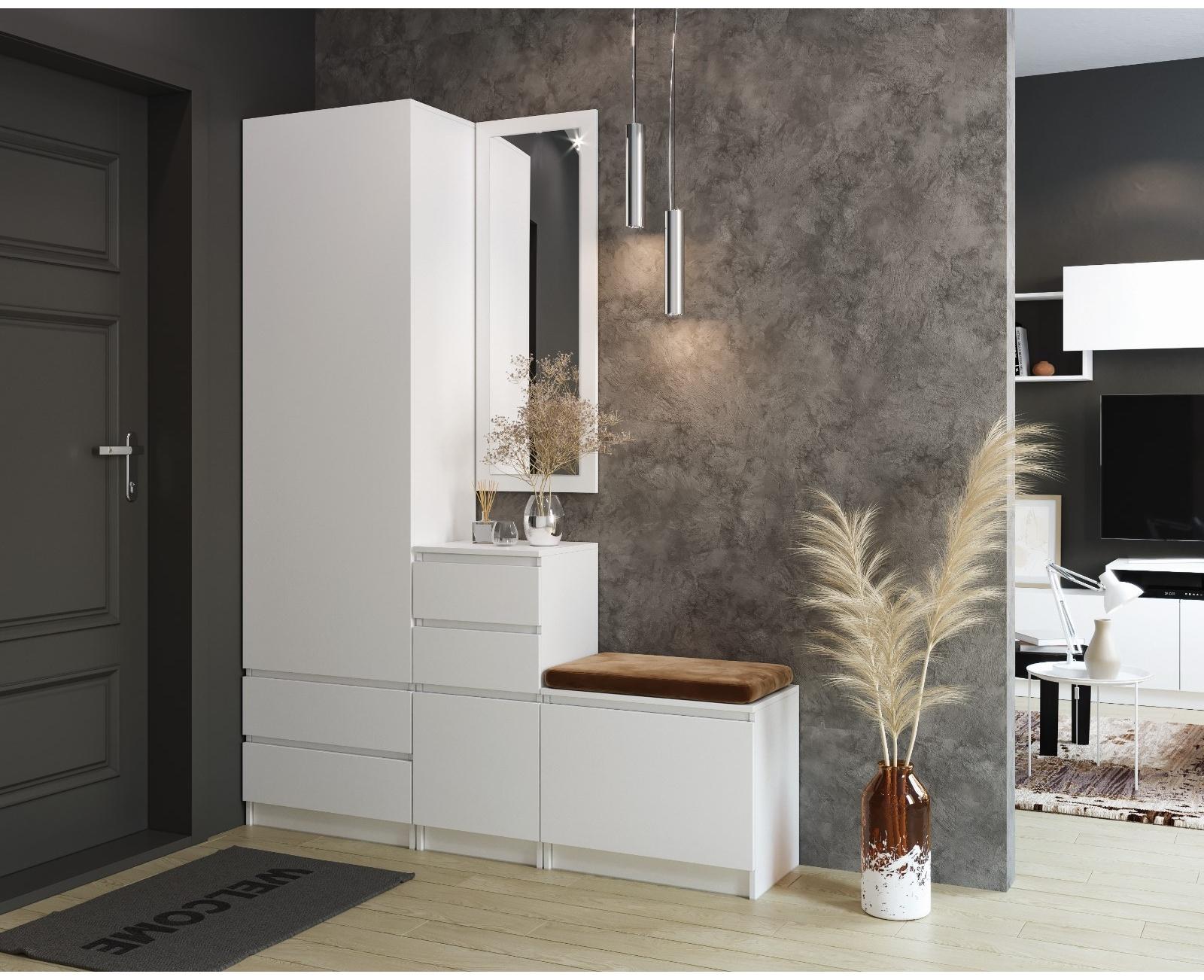 Пенал с 2-мя ящиками Мадера, 500х520х2100, Белый