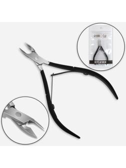 Кусачки маникюрные для кутикулы, двойная пружина, 11 см, длина лезвия - 8 мм, на блистере, цвет серебристый/чёрный