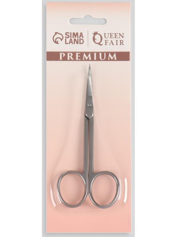 Ножницы маникюрные «Premium», загнутые, узкие, 10,5 см, на блистере, цвет серебристый