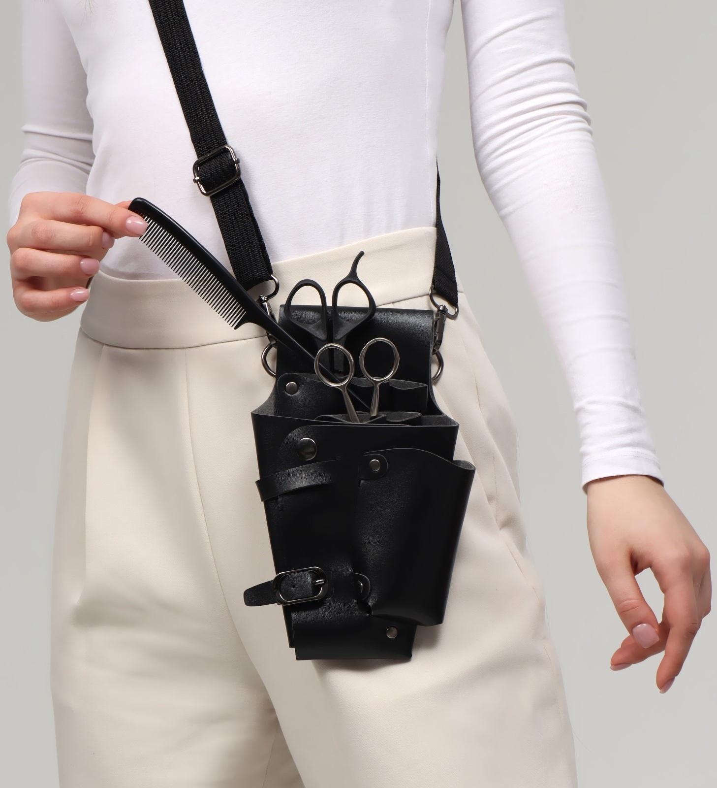 Сумка для мастера, 23 × 12 см, длина ремня 119 см, цвет чёрный