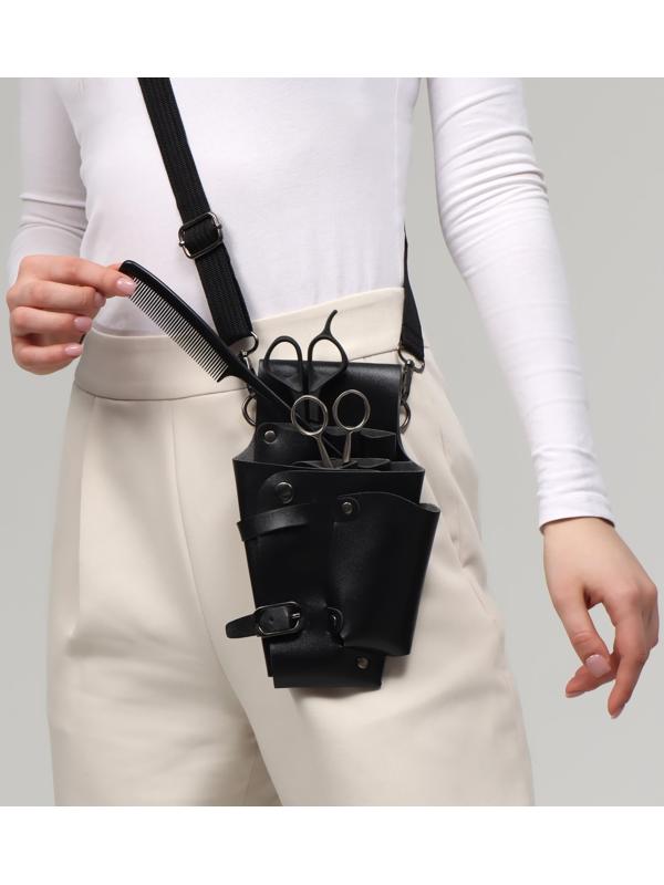 Сумка для мастера, 23 × 12 см, длина ремня 119 см, цвет чёрный