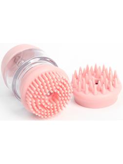 Щётка для мытья и массажа собак с ёмкостью для шампуня и 2 насадками, 5.8х5.8х9 см, розовая   711233