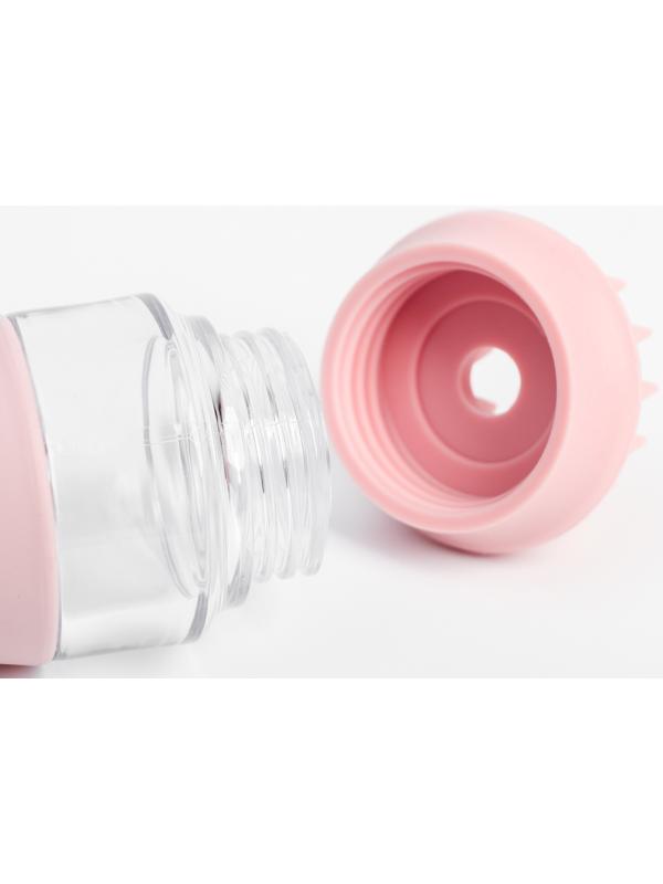 Щётка для мытья и массажа собак с ёмкостью для шампуня и 2 насадками, 5.8х5.8х9 см, розовая   711233