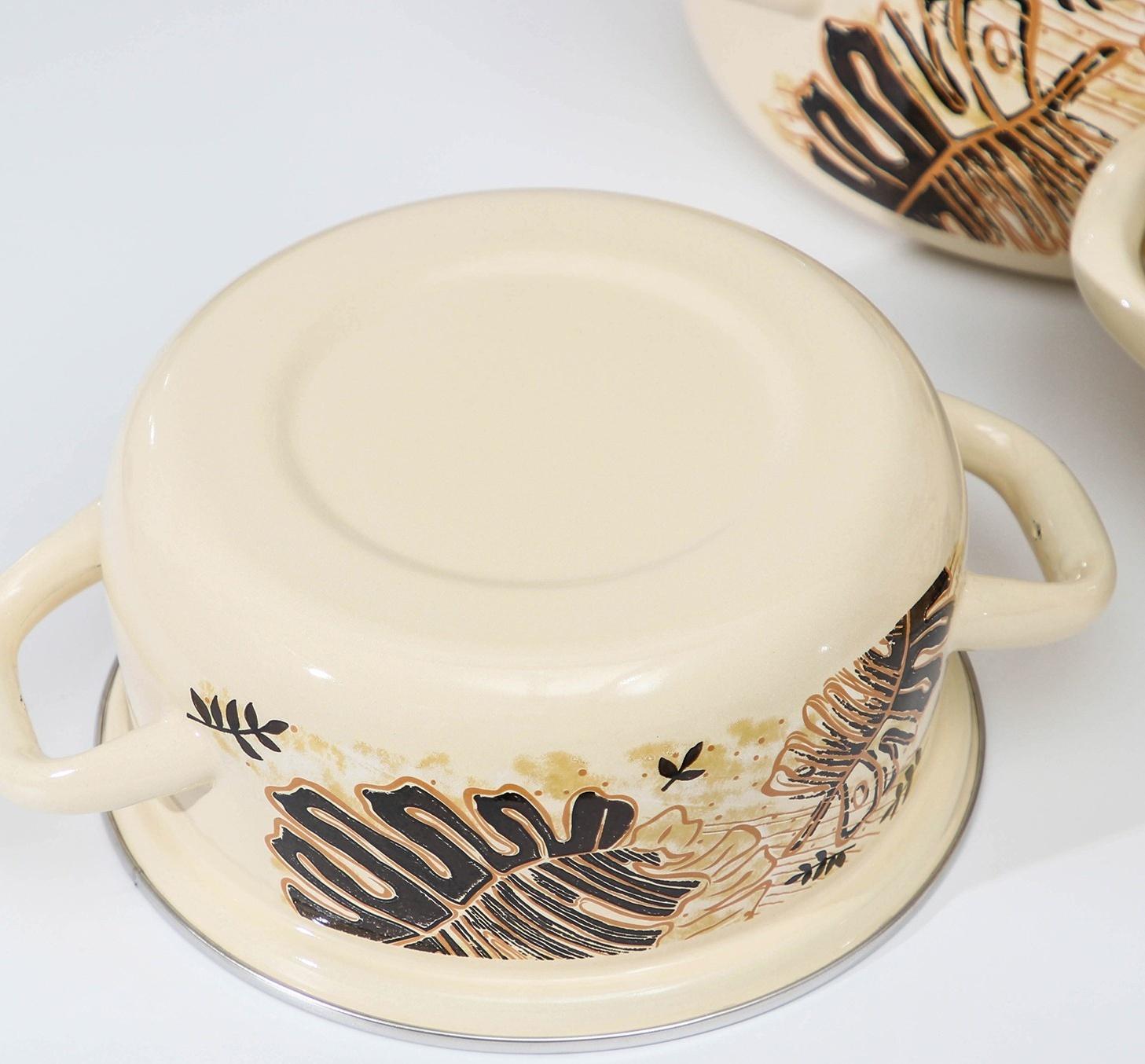 Набор кастрюль «Техас-1-Экстра», 3 предмета: 1,5 л, 2 л, 3 л, крышки, индукция, цвет бежевый