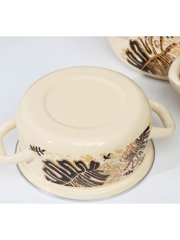 Набор кастрюль «Техас-1-Экстра», 3 предмета: 1,5 л, 2 л, 3 л, крышки, индукция, цвет бежевый