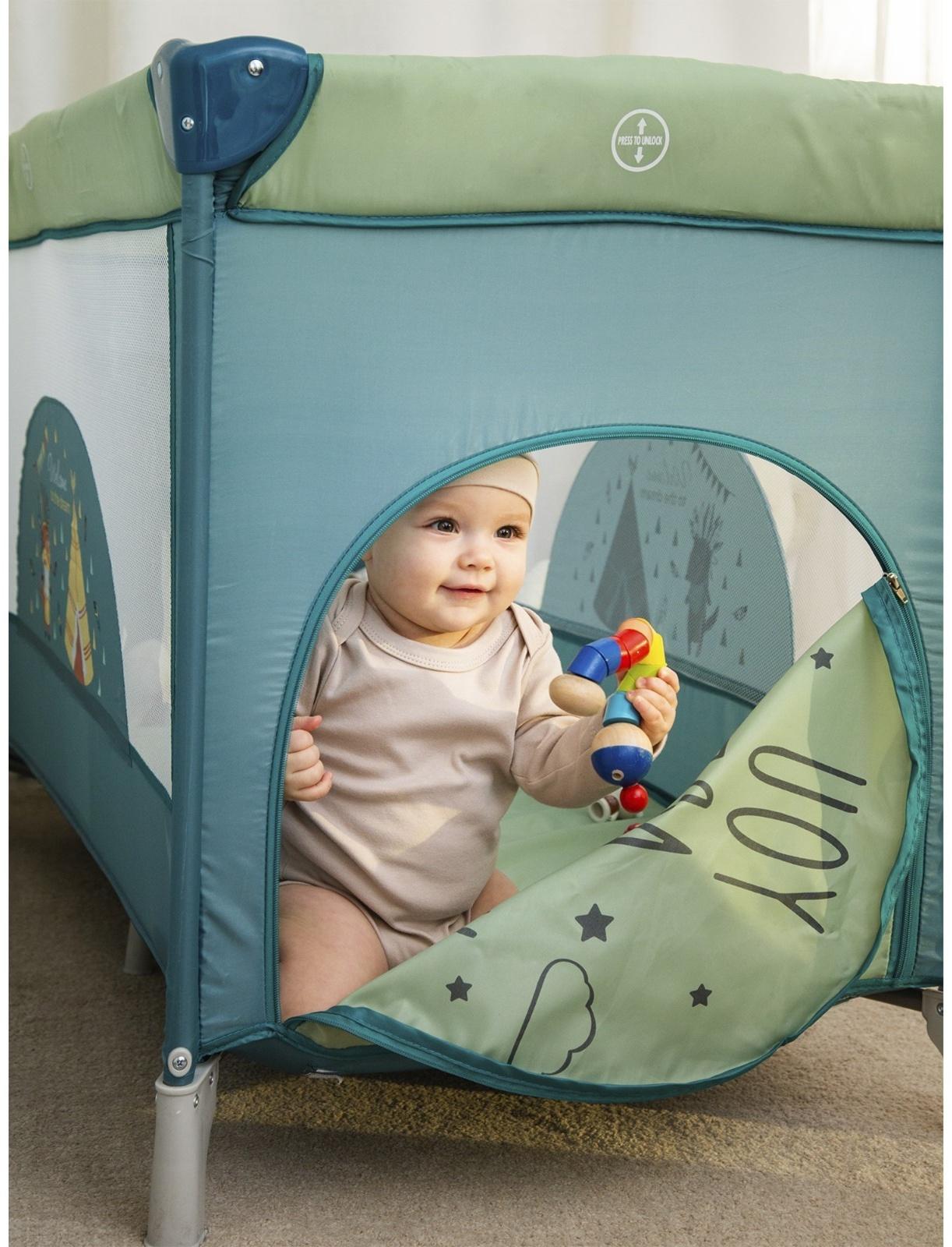 Манеж-кровать Amarobaby MULTIFORM Hello Bear, прямоугольный, цвет серый