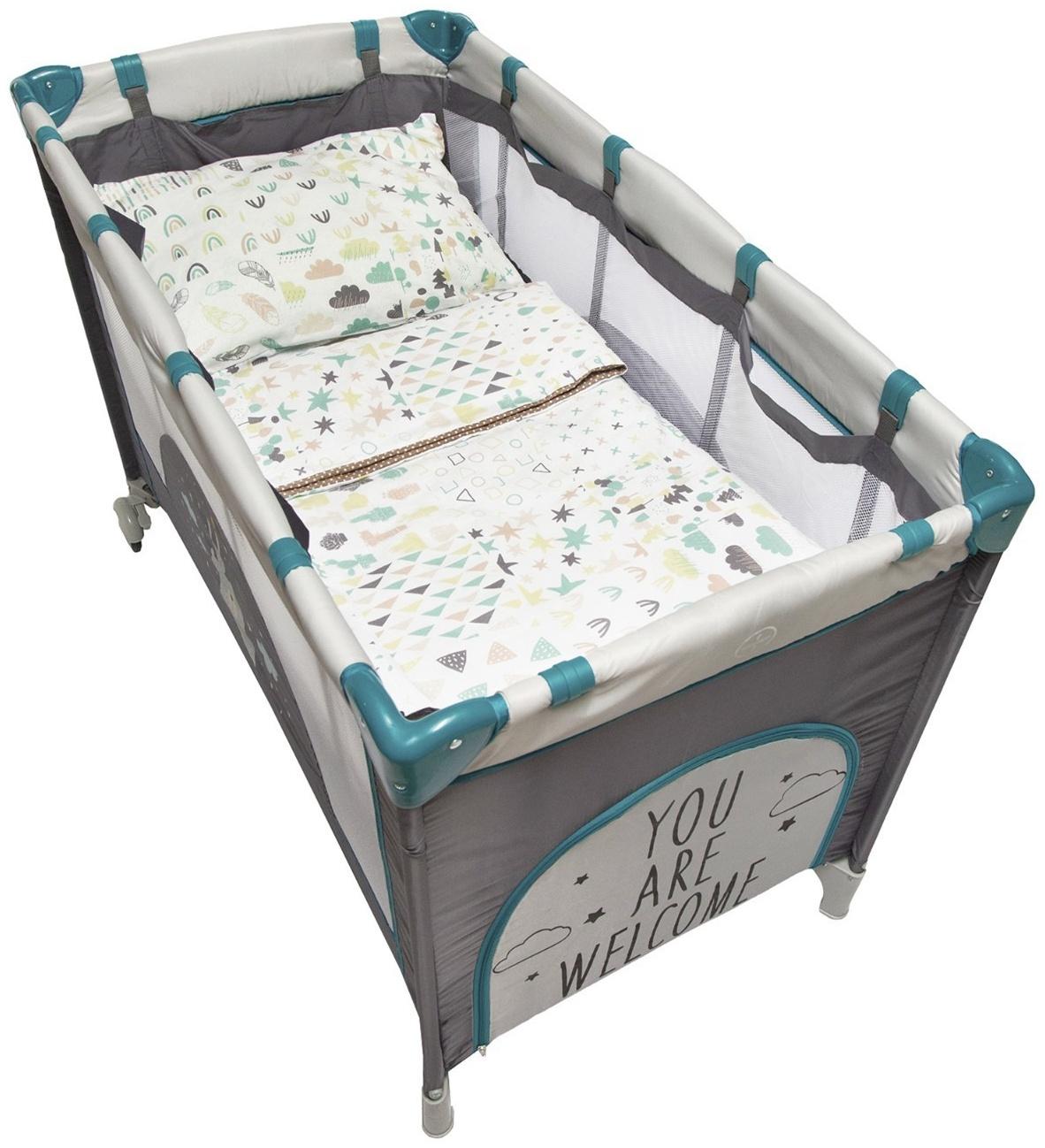 Манеж-кровать Amarobaby MULTIFORM Hello Bear, прямоугольный, цвет серый