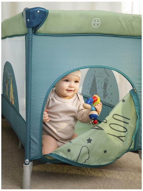 Манеж-кровать Amarobaby MULTIFORM Hello Bear, прямоугольный, цвет серый