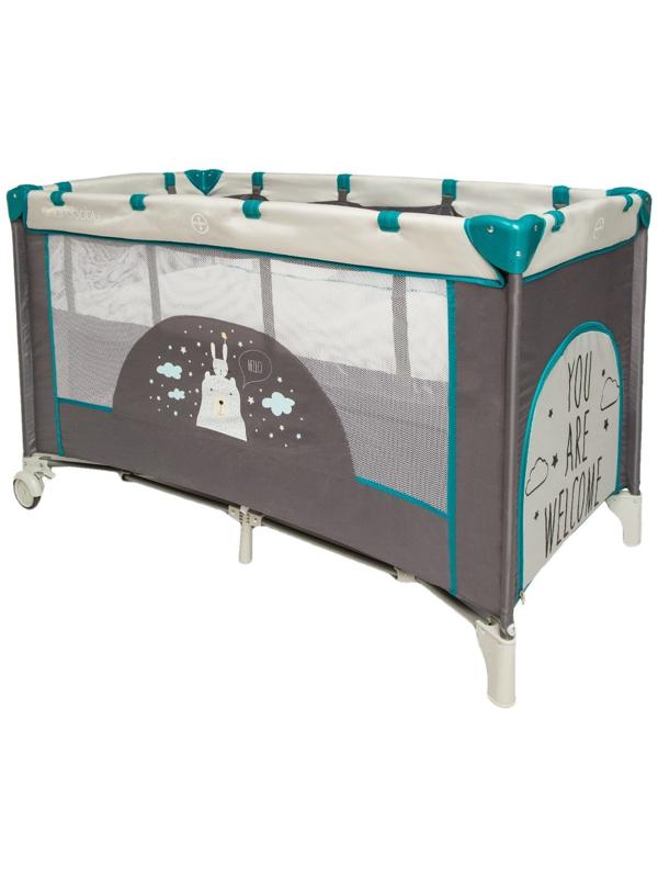 Манеж-кровать Amarobaby MULTIFORM Hello Bear, прямоугольный, цвет серый