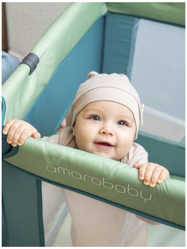 Манеж-кровать Amarobaby MULTIFORM Hello Bear, прямоугольный, цвет серый