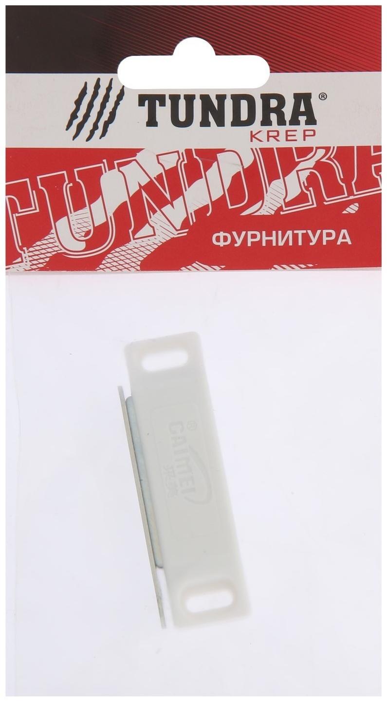 Магнит мебельный ТУНДРА M002W, 60х13 мм, средний, цвет белый, 1 шт.