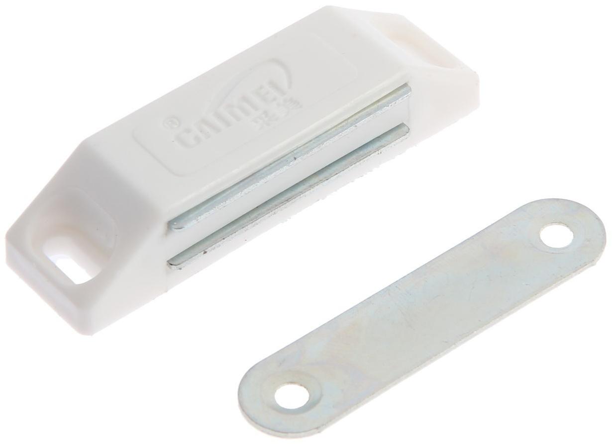 Магнит мебельный ТУНДРА M002W, 60х13 мм, средний, цвет белый, 1 шт.