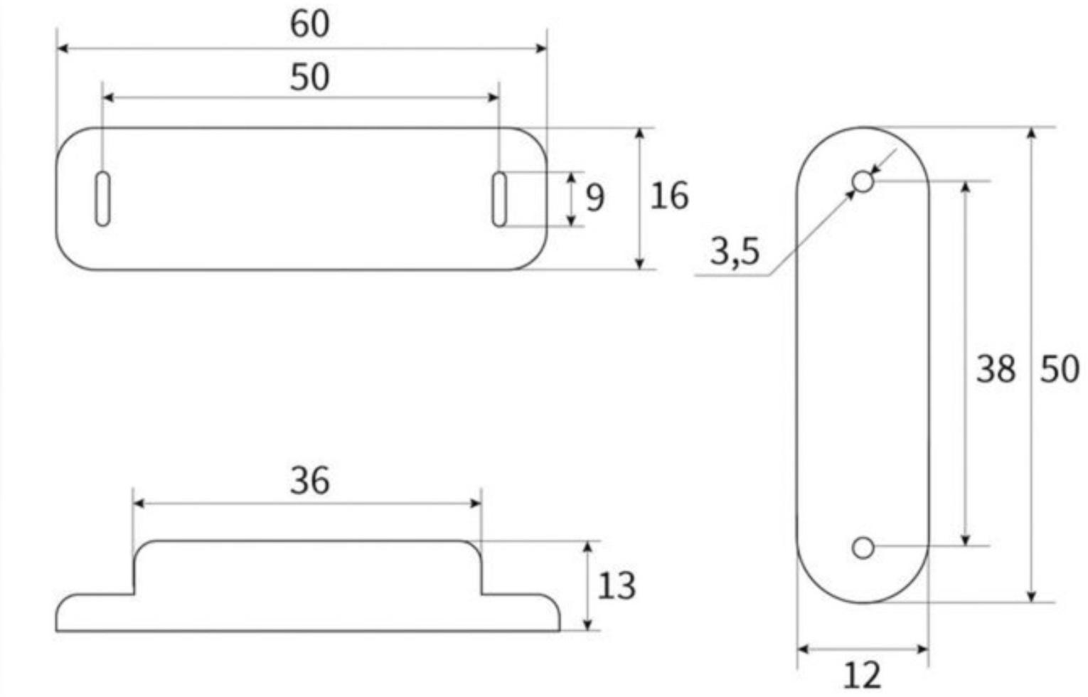 Магнит мебельный ТУНДРА M002W, 60х13 мм, средний, цвет белый, 1 шт.