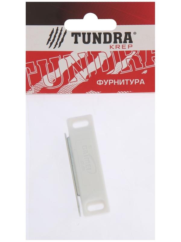 Магнит мебельный ТУНДРА M002W, 60х13 мм, средний, цвет белый, 1 шт.